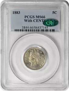 1883 Liberty Nickel With Cents MS66 PCGS (CAC) - Picture 1 of 4
