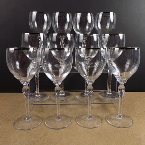 12 Lenox Madison Crystal Wine Glasses Goblets Platinum Rim Twisted Stem - Picture 1 of 5