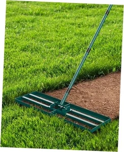 Lawn Leveling Rake, 30x10 Inch Lawn Leveler Tool with 78'' Adjustable Steel - Picture 1 of 7