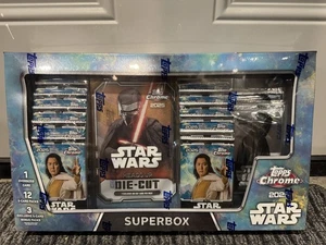 2025 Topps Chrome Star Wars Super Box 12 Karten Packs 1 oversized card 3 bonuspk - Bild 1 von 13