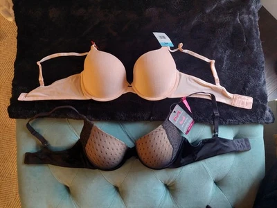 2 Sujetador Mujer 36C Lilly of FRANCE Madenform Camiseta SUJETADOR ROSA NEGRO NUEVO CON ETIQUETAS Foto 1 de 4