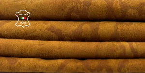 TAN BROWN SUEDE PYTHON PRINT ON Soft Italian Lambskin Leather 4+sqf 0.8mm #C6178 - Picture 1 of 7