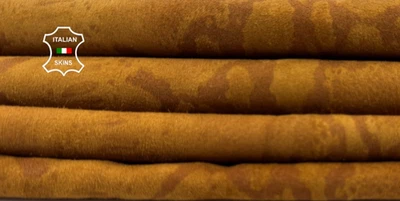 TAN BROWN SUEDE PYTHON PRINT ON Soft Italian Lambskin Leather 4+sqf 0.8mm #C6178 - Image 1 of 4