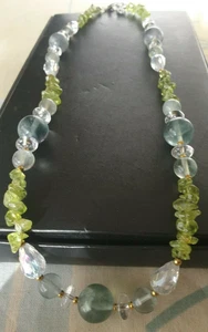 Halskette Peridot + Aquamarin + andere Edelsteine! Damen modisch Geschenk 49cm ! - Bild 1 von 5