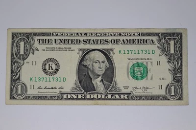 2013 $1 Bill Fancy Serial Number Radar Palindrome Serial Number 13711731 - Image 1 of 4