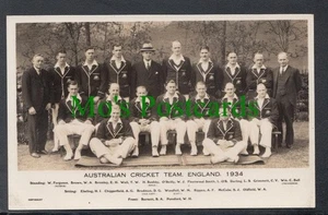 Sports Postcard - Australian Cricket Team, England, 1934 - SW3592 - Picture 1 of 2