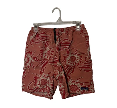 Pantalones Cortos Patagonia Para Hombres Pequeños Rojos Florales Bolsos Forrados de Malla Exterior Senderismo Natación 7" Foto 1 de 4