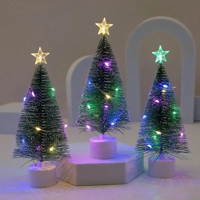 Small Mini Christmas Tree with LED Lights Xmas Tabletop Home Decor Ornaments - Image 1 of 4