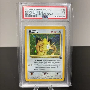 2000 Pokemon Promo Black Star #10 Meowth-Holo Game Boy-Black Star PSA 5 - Picture 1 of 6