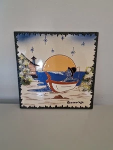 Torrevieja Art Tile Display Ceràmica De La Bisbal Handpainted Fisherman 8x8" - Picture 1 of 6