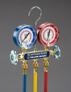 Yellow Jacket 42004 Series 41 Manifolds w/ 3 - 1/8" (80 MM) Gauges - Picture 1 of 2