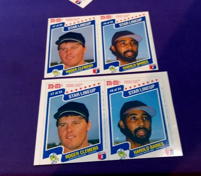 1987 M&M'S PROOF PANEL OVERSIZE BLACK LINE NO PERFORATION ROGER CLEMENS BAINES - Image 1 of 4