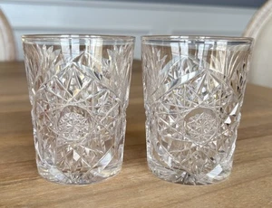 Antique American Brilliant Cut Crystal 3 3/4” Tumbler Old Fashioned - Set of 2 - Picture 1 of 13