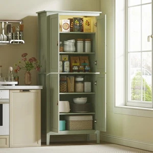 Tall Kitchen Cupboard with Motion Sensor LED Light and Adjustable Shelves - Picture 1 of 23
