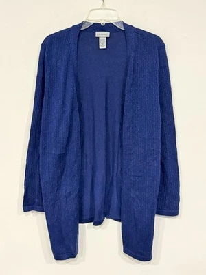 Catherines Womens Cardigan Plus Size 2X Blue Sparkle Ribbed Knit Lightweight Top - Image 1 of 4