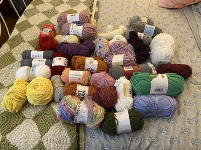 Gran lote de hilos acrílicos de poliéster y algodón sin marca #10 Foto 1 de 4