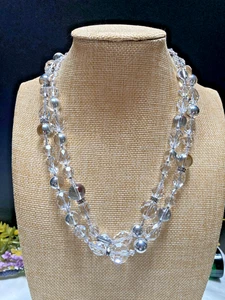 Collana Charles Marchant Cabochon cristallo antico punteggiato con perle argento fine vintage - Foto 1 di 16