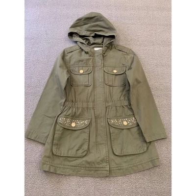 Mayoral Girl's Size 8 Olive Green Hooded Jacket With Studs - Image 1 of 4