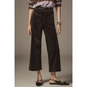 Anthropologie Maeve Colette Cropped Wide-Leg Corduroy Pants Womens 25 Brown NWT - Picture 1 of 14