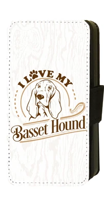 I Love My Basset Hound Quote iPhone/Pixel/Galaxy Printed Flip/Wallet Phone Case - Image 1 of 4