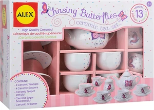 Chasing Butterflies Set da tè per bambini in ceramica, 13 pezzi, include 4 tazze da tè, 4 piattini - Foto 1 di 12