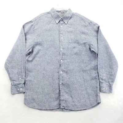 Daniel Cremieux Shirt Mens Large Blue 100% Linen Button Down Long Sleeve - Image 1 of 4