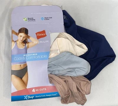 Hanes Premium women’s underwear 4 high cut microfiber size 5 X temp No Ride Up - Image 1 of 4