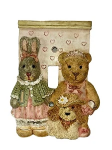 Vintage 1996 Friends Forever Girl Rabbit Bear & Dog By Figi Light Switch Plate - Picture 1 of 10