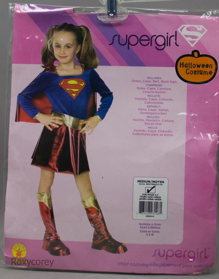 Halloween Girls Supergirl Blue & Red Dress Costume Size Medium 8-10 Ages 5-7 NIP - Image 1 of 1