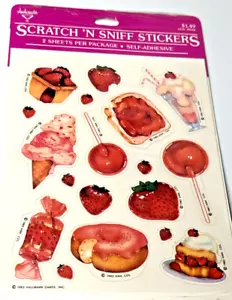 1983 Hallmark Scratch ’N Sniff Stickerbogen - Erdbeerduft - NOS Vintage - Bild 1 von 14
