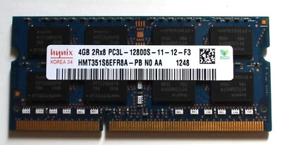 Hynix 4GB 2Rx8 Pc3L-12800S-11-12-F3 HMT351S6EFR8A-PB NO AA 1248 Laptop Memory - Image 1 of 3