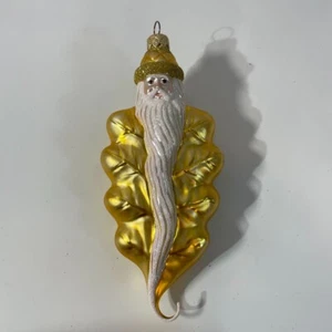 Vintage Patricia Breen “OAK LEAF SANTA” Gold Glass Ornament 1997 - Bild 1 von 7