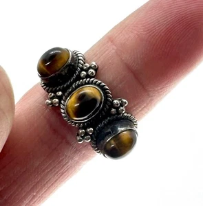 Beautiful DP Doug Paulus Triple Tiger's Eye Sterling SIlver Size 10 Ring - Picture 1 of 6