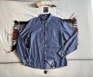 Camicia Spitalfields Chambray L Blu Denim Slim Fit Pin Tuck Ottime Condizioni - Foto 1 di 19
