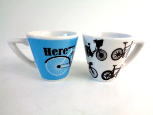 INKER PORZELLAN Paar Espresso Demetasse Tassen mit Fahrradmotiv (ohne Untertassen) - Bild 1 von 7
