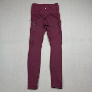 Lululemon Toasty Tech Tight II Size 4 Garnet Stretch Workout Running Zip Pockets - Picture 1 of 12