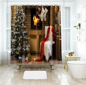  3D Christmas  Xmas 910 Shower Curtain Waterproof Fiber Bathroom Windows Toilet - Foto 1 di 2
