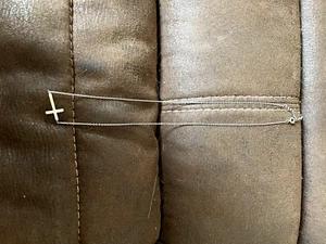 Diamond Accent Sideways Cross Pendant with 18" Chain Necklace In Sterling Silver - Picture 1 of 1