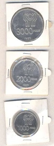 Monedas de 50 gramos de plata Copa Mundial de Fútbol Argentina 1978 x 3 1977 muy bonito lote - Imagen 1 de 2