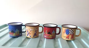 Smaltum Czech Enamelware Coffee Mug Cup Set x 4 Boho Colourful Prague - Foto 1 di 4