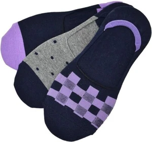 Bar III Men's 3 Pack Dress Sock Liners 10-13 Non-slip Heel Purple Blue - Picture 1 of 2