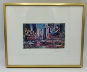 Stampa incorniciata firmata Michael Leu New York Cityscape Broadway Les Miserables 8x10 - Foto 1 di 11