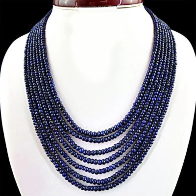 Genuino 7 Filas Natural 2x4mm Azul Jade Facetado Gemas Cuentas Collar 17-23"" Foto 1 de 4