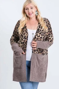 Hailey & Co. Animal Print Long Sleeve Open Front Cardigan Size 3XL CLEARANCE!!! - Picture 1 of 7