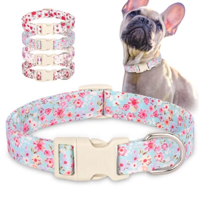Floral Flower Dog Collar Adjustable Nylon for Small Medium Large Dogs Spring S-L - Image 1 of 4