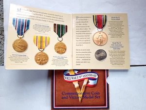 WWII 50TH Anniversary Coin and Victory Medal Set.Free Ship. - Picture 1 of 6