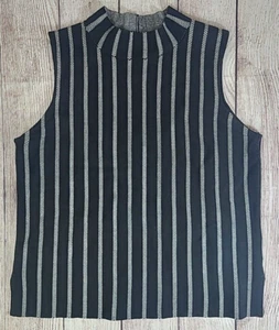 Moth Anthropologie Rochester Mock Neck Top Women's Large Black White Stripe - Picture 1 of 8