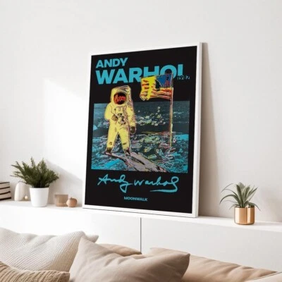 Andy Warhol Moonwalk Print Vintage Colorful Poster Astronaut Space Wall Decor - Image 1 of 4