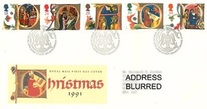 Estampillas conmemorativas del primer día de Royal Mail de Navidad 1991 de la FDC del Reino Unido 12.11.1991 - Imagen 1 de 1