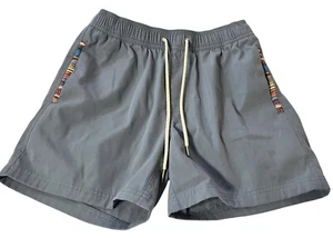 Pantalones Cortos Wowie Nomad Azteca 5" Entrepierna •Hombres S• Gris Cintura Elástica Cordón Bolsillos - Imagen 1 de 6